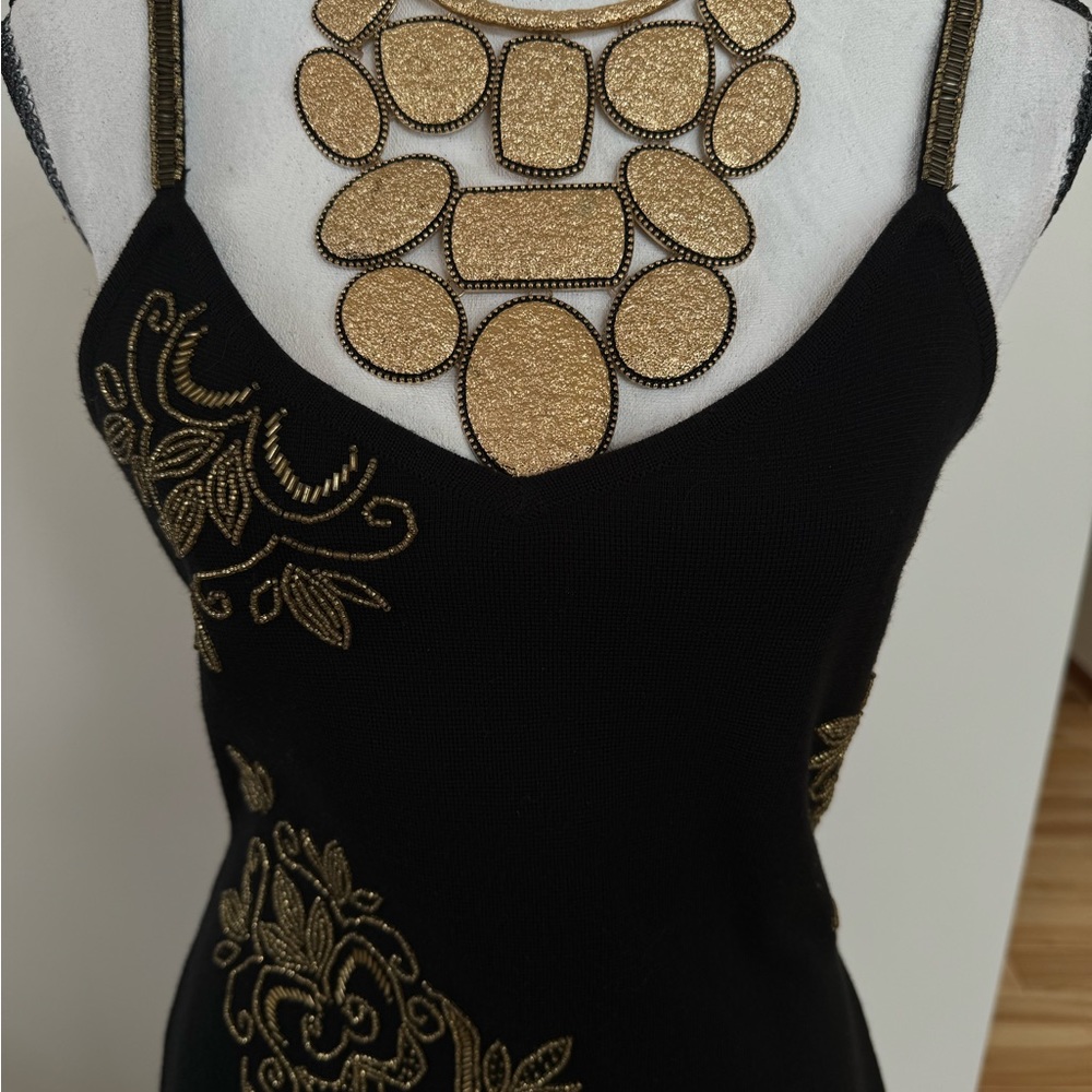 Night out dress black gold spaghetti straps - Picture 7 of 12